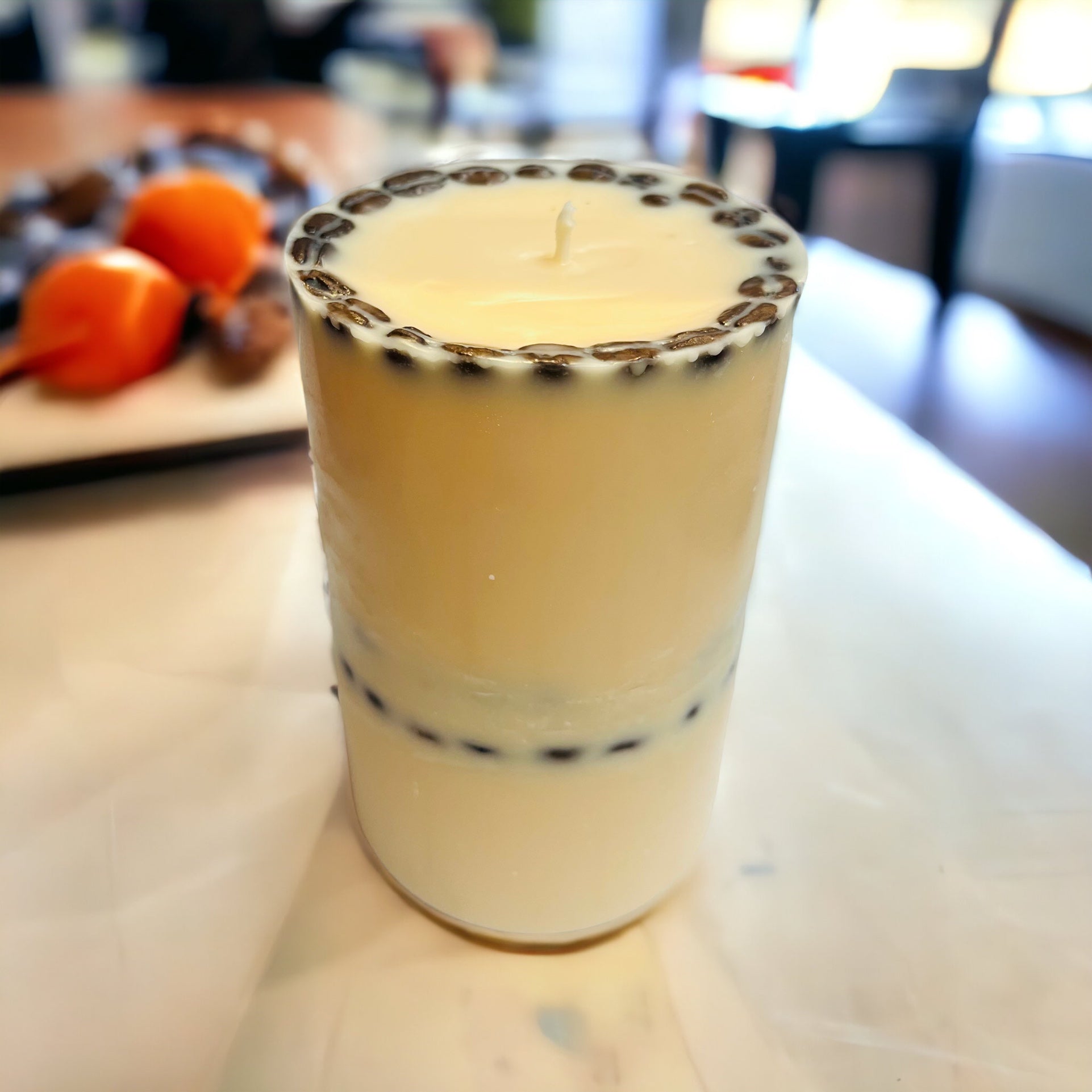 French Vanilla Latte Coffee Pillar Candle
