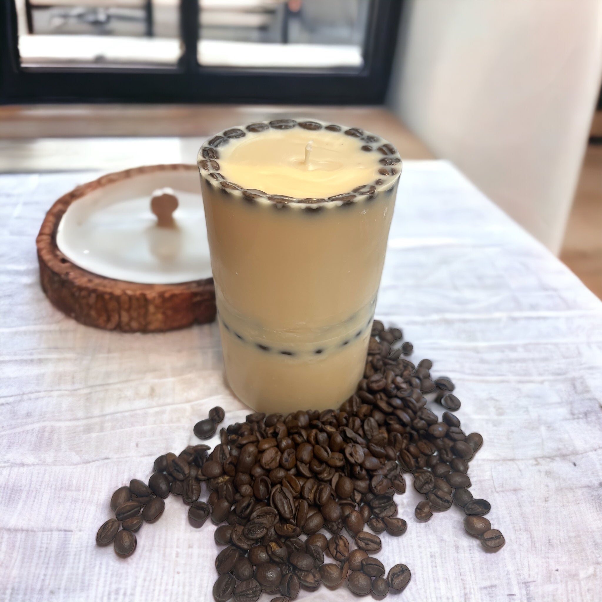 French Vanilla Latte Coffee Pillar Candle