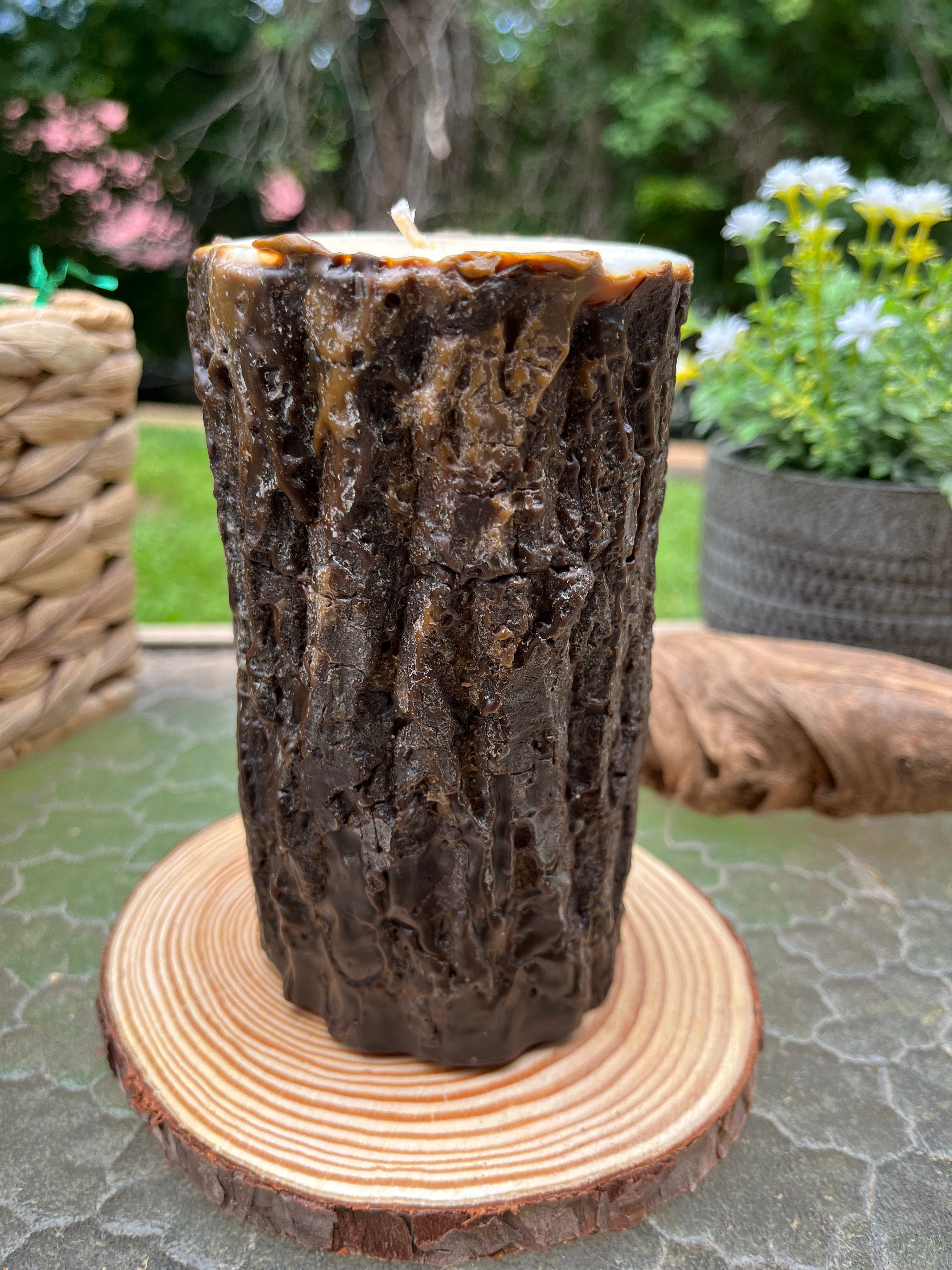 Appalachian Log Pillar Candle with Sandalwood
