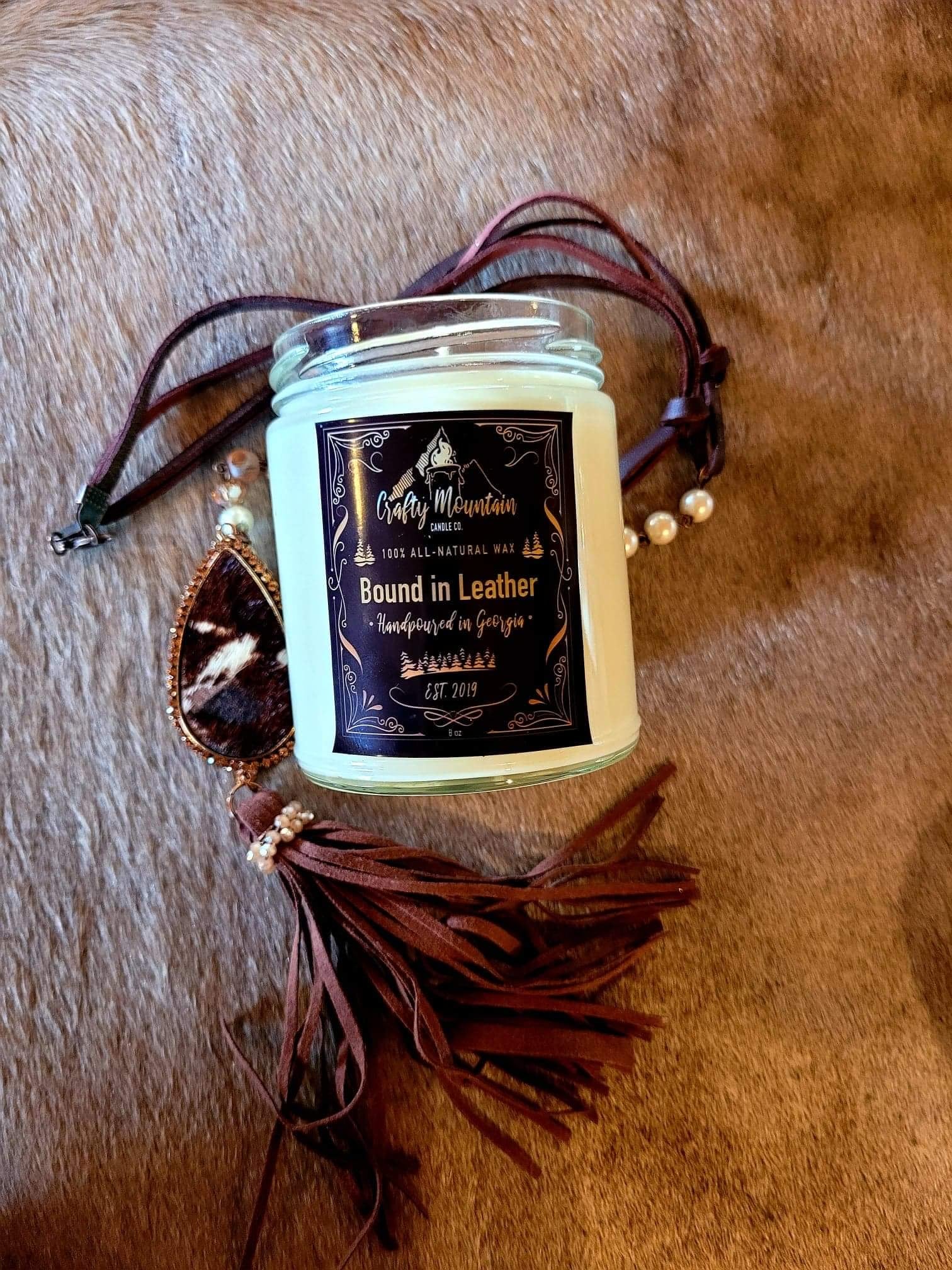 Bound In Leather Container Candle